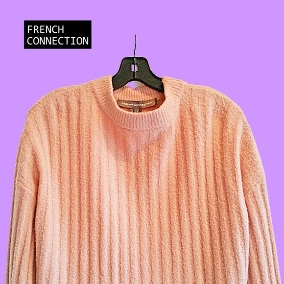 FRENCH CONNECTION NEW Scandinavian FLOSSY STAND Boucle Wool Oversized Sweater M - Picture 2 of 12
